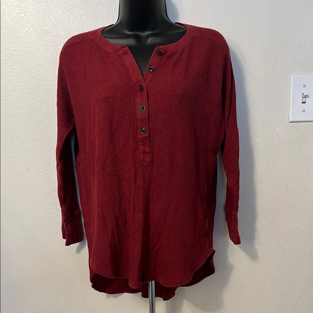 Pendleton Women's Long Sleeve Henley Tee - Burgundy